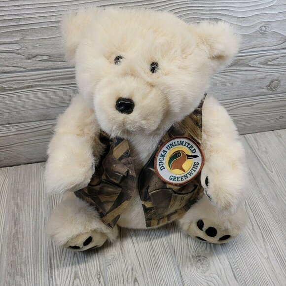 Ducks Unlimited Greenwing Plush Bear Camo Vest Stuffed Animal - Picture 2 of 9